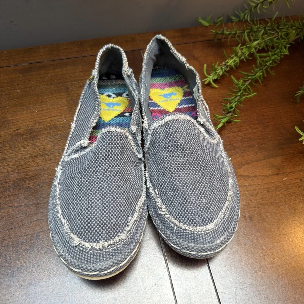 Rocket Dog Low Top Casual Espadrilles Shoes Women Size 6.5 Slip On Grey Blue